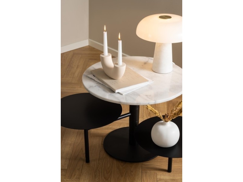 Stolik kawowy Lahti biały marmur/ czarny - ACTONA